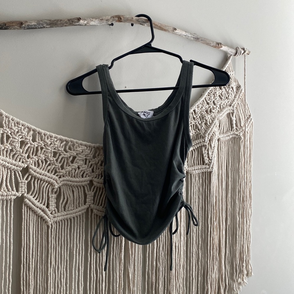 Princess Polly side tie tank olive green size 6 (fits like a 4 or small)